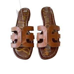 Sam Edelman Bay Leather Slide Sandal Slip On Sz 7.5M Saddle Leather Casual